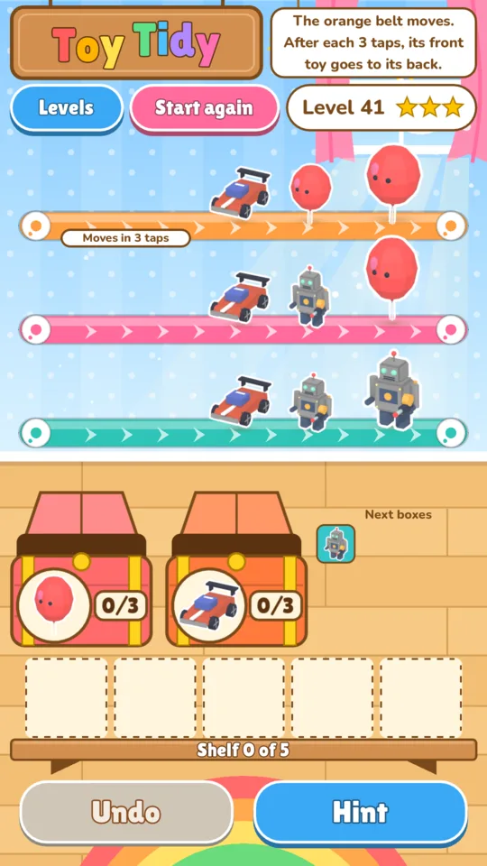 Level 41. The top belt moves after 3 taps.
